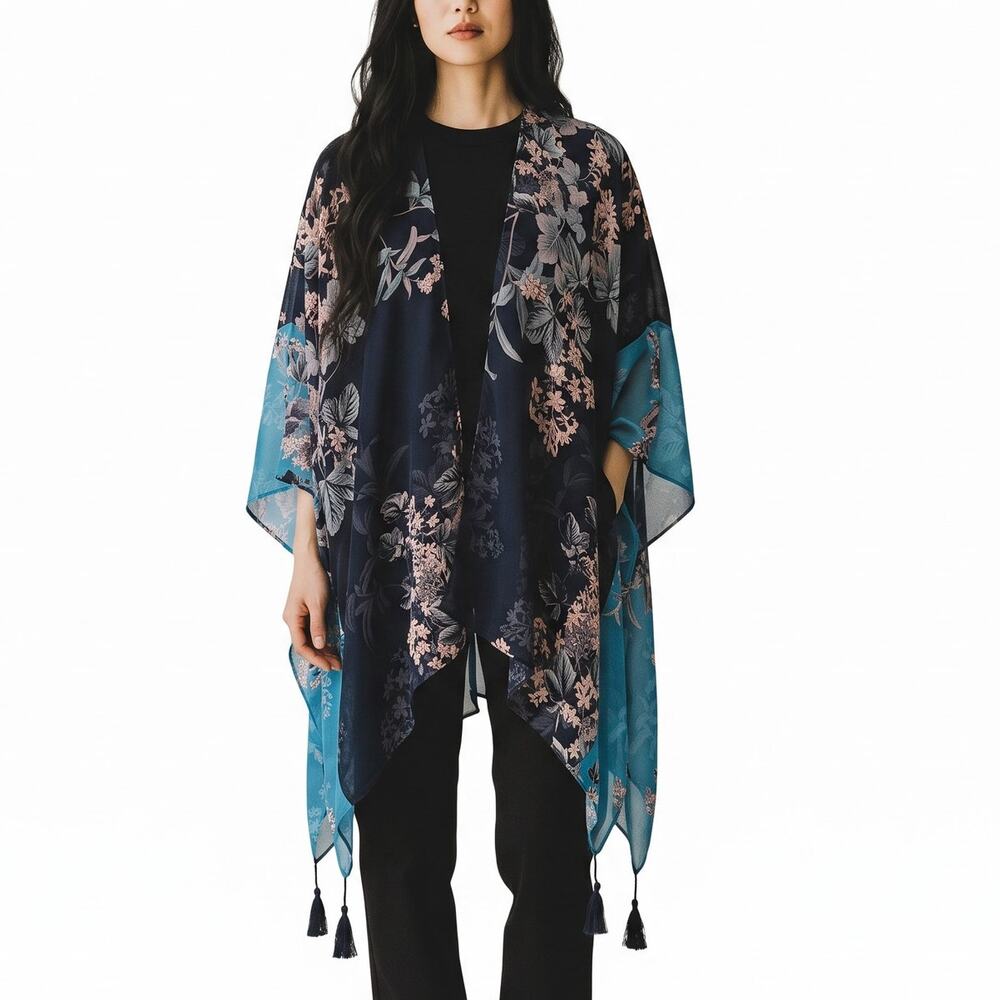 KACHEL x ANTHROPOLOGIE One Size Jamie Tasseled Silk & Viscose Blend Kimono